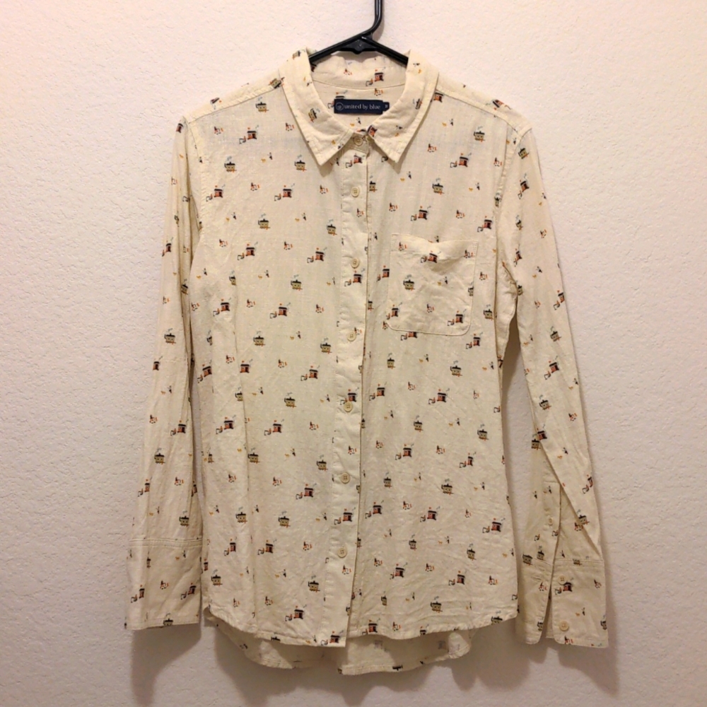 Hemp Printed Button-Down Shirt